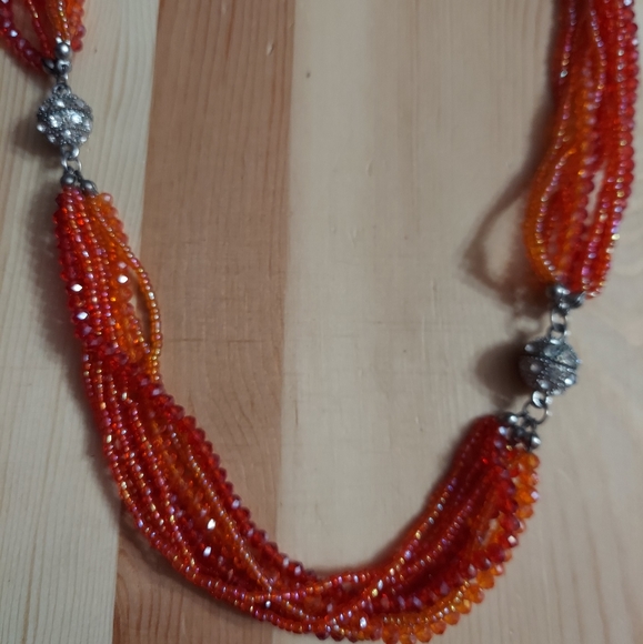 Premier Designs Red Orange & Silver Crystal… - Picture 3 of 12